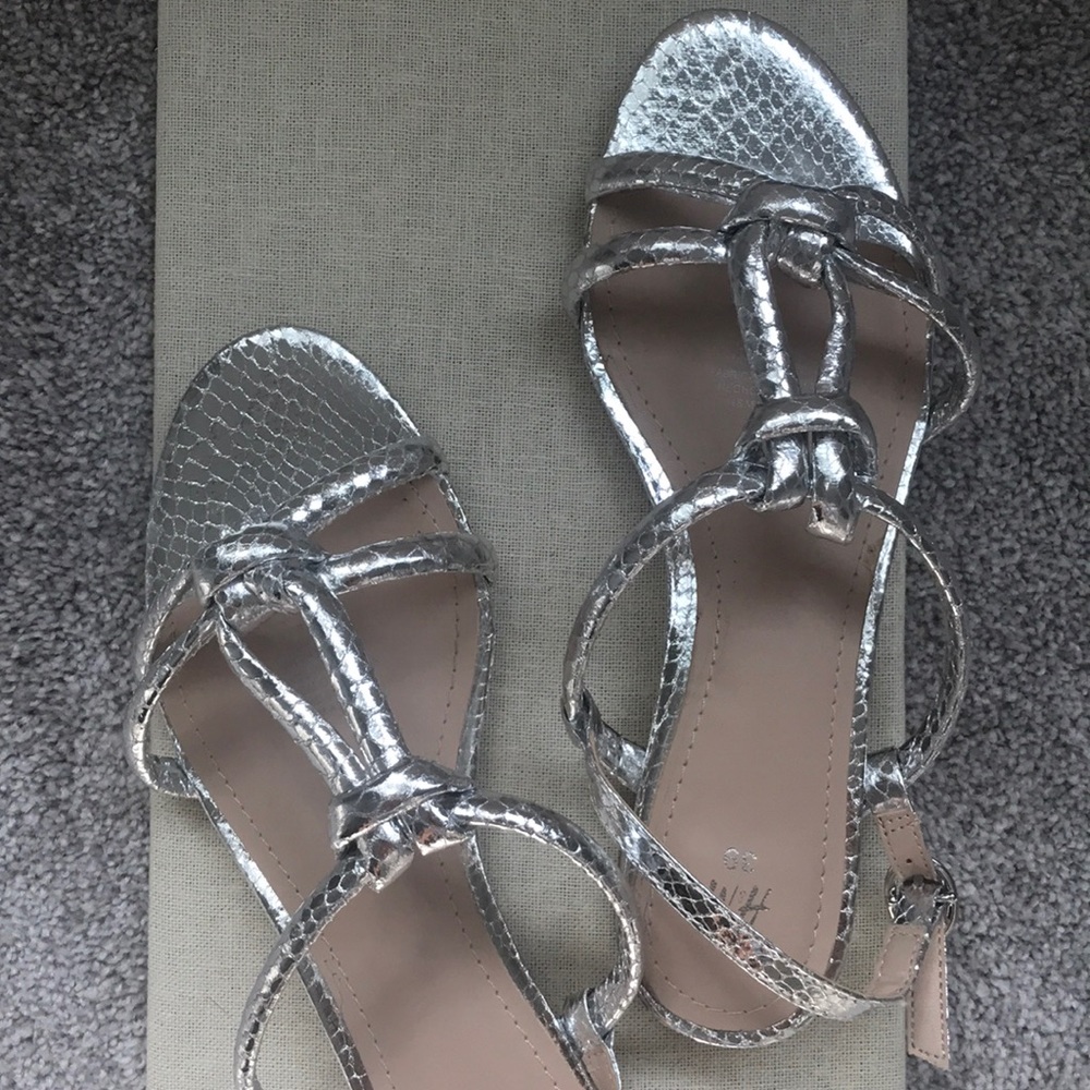 Silver H&M Sandal - snake embossed vegan leather